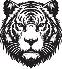 Tiger head silhouette icon vector art illustration