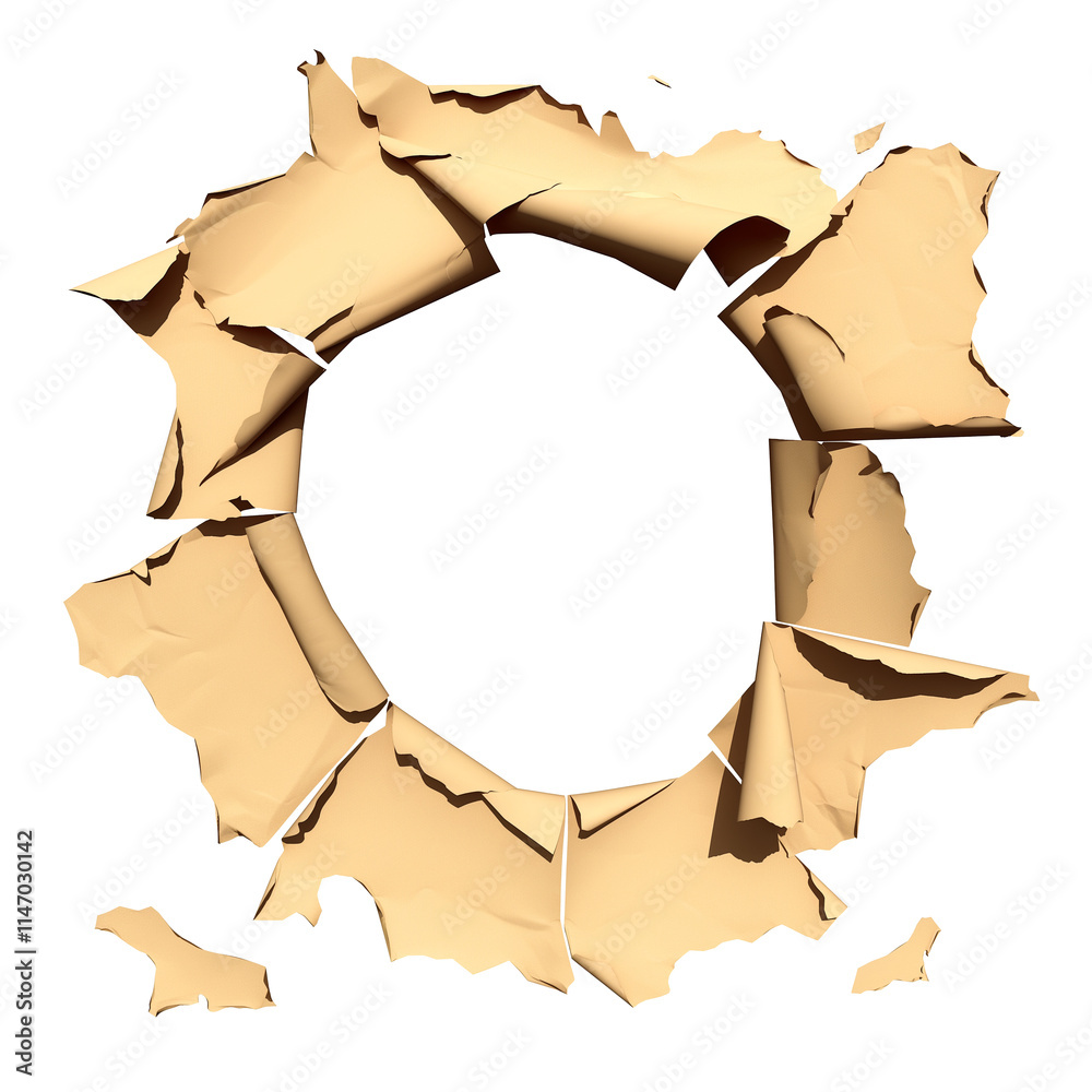 Aufkleber torn paper hole with jagged edges, isolated on transparency background, creating 3D effect. ripped paper design adds dynamic and creative element for various uses