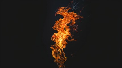 Isolated Fiery Flame Rising Against Dark Background