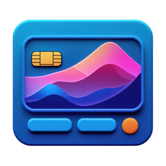 Blue icon of Credit Card isolated on a transparent background Minimalist flat icon, vector logo style sign clipart on a no background png