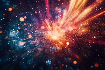 Fototapeta premium Abstract Cosmic Explosion of Light and Energy