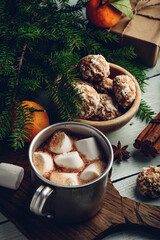 Christmas hot chocolate with marshmallows