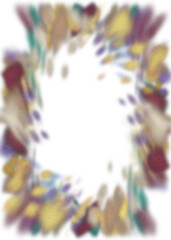 An abstract transparent psychedelic burst vignette design element overlay.