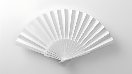 Mockup of a White Folding Hand Fan Set Apart Against a Soft Background, Showcasing Elegant Design and Delicate Craftsmanship for Stylish Summer Accessories