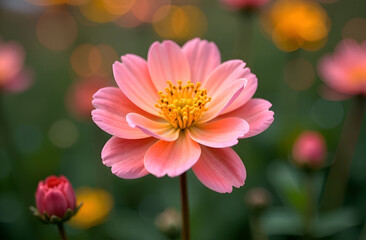 Close-up of vibrant pink flower in bloom with soft bokeh background
