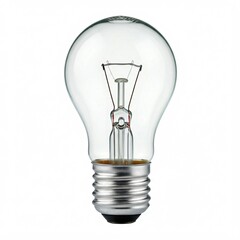 Single Lightbulb on White Background, The light bulb is burning bright on a white background	
