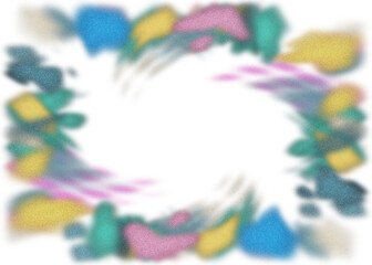 An abstract transparent psychedelic burst vignette design element overlay.