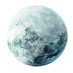 Obraz premium icy planet with rough surface space object isolated on a white background