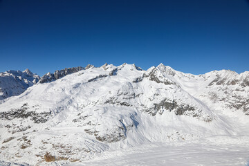 Obraz premium Bettmeralp is a charming mountain village located in the canton of Valais in Switzerland.