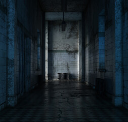 3D rendered abandoned interior institution as a background image