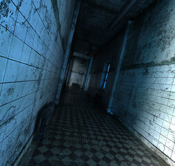 3D rendered abandoned interior institution as a background image
