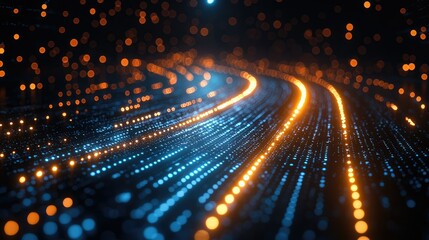 Obraz premium Abstract representation of glowing lines and particles, suggesting motion and technology.