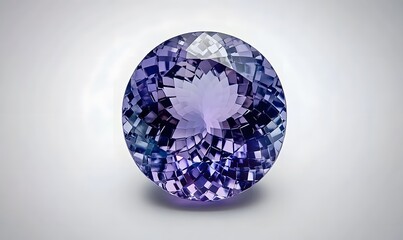 Fototapeta premium Faceted round purple gemstone on white.