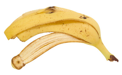Peel of ripe banana on isolated background