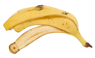 Peel of ripe banana on isolated background