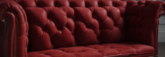 Obraz premium Intricate tufted red velvet, Chesterfield sofa detail , red, velvet