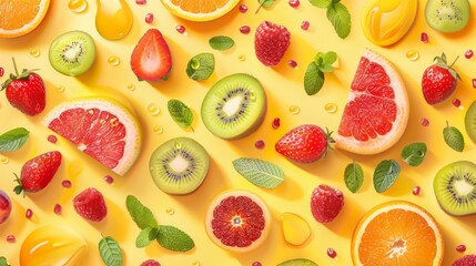 Refreshing summer fruit pattern with space for personalized messages or branding