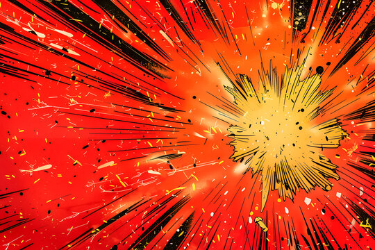 Fototapeta Background with fireworks explosion, comic book style