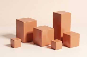 Fototapeta premium Geometric Arrangement of Minimalist Terracotta Cubes