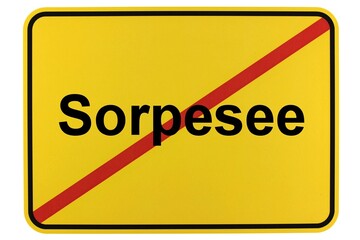 Illustration eines Ortsschildes des Sorpesees bei Sundern im Sauerland