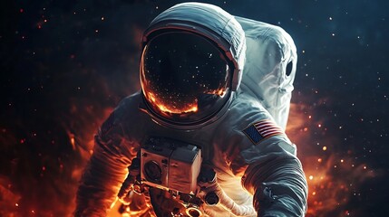Fototapeta premium Russian astronaut mission explore dark matter navigating through space time continuum uncover universe's deepest secrets Their journey reveals mysteries of cosmic evolution potential new forms of life