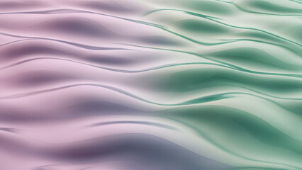 Obraz premium A tranquil abstract design featuring flowing waves in soft pink and green hues, creating a serene and calming visual experience.