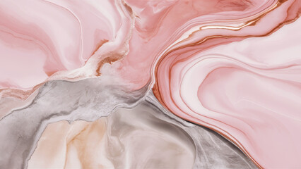 Elegant abstract art piece featuring soft pink hues and smooth gray tones, creating a serene and modern aesthetic.