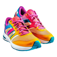 A pair of trendy colorful running sneakers white background