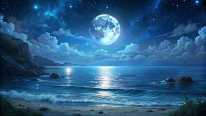 sea ​​and full moon
