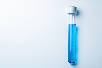 Test tube filled with vibrant blue liquid, showcasing scientific
