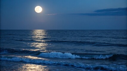 sea ​​and full moon
