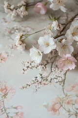 Delicate blossoms on floral-printed textile.