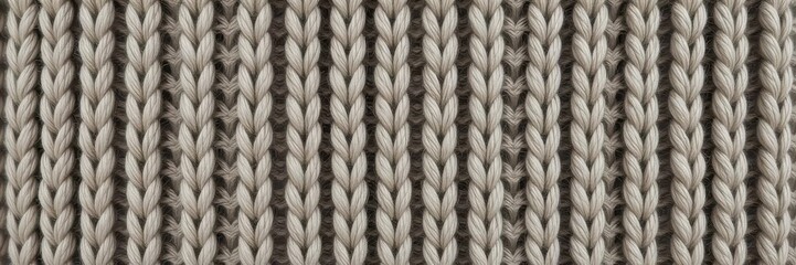 Close-up of chunky knit sweater fabric, showing textured stitch detail, textile design, wool, chunky knit