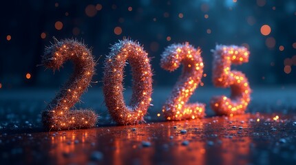 Glowing 2025 Numbers Sparkling Festive New Year Design