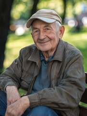Obraz premium Elderly Man Resting in Park