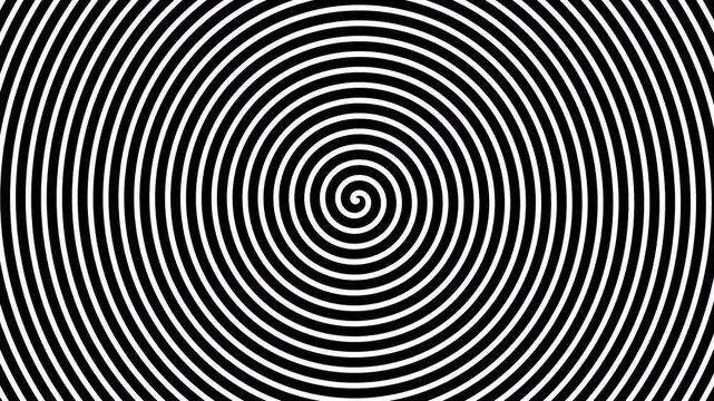 Black and white spiral turning in a loop. Concept: Backgrounds, art, textures, pattern.