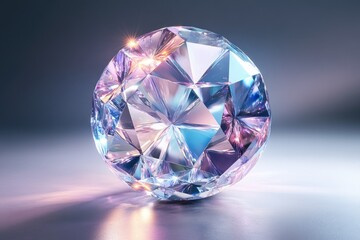 Fototapeta premium A brilliant, multifaceted diamond, sparkling with inner light and reflecting iridescent colors.