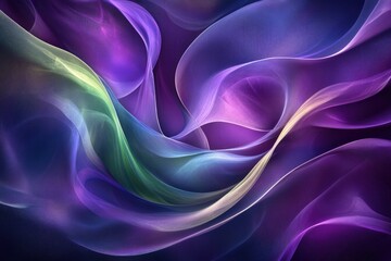 Obraz premium Abstract art showcasing flowing, translucent fabrics in vibrant purple, blue, and green hues.