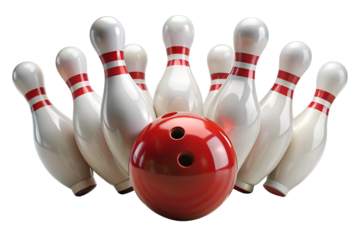 bowling ball and pins on white background