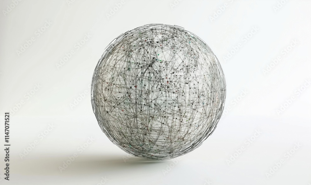 Poster abstract spherical network structure representing interconnected data points and relationships in a 