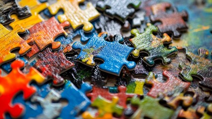 Obraz premium Business teamwork building puzzles together