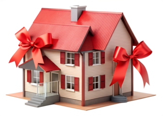 house with ribbon isolated on white background. Png transparent