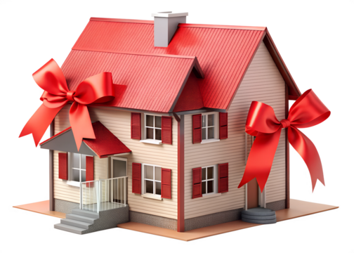house with ribbon isolated on white background. Png transparent