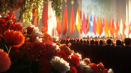 A celebratory scene at the Nobel Peace Prize ceremony