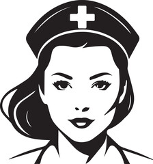 Black and White nurse logo type Silhouette Design