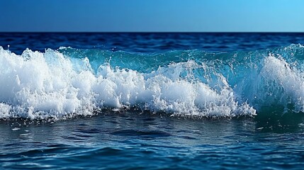 Fototapeta premium A large wave breaking in the ocean on a sunny day