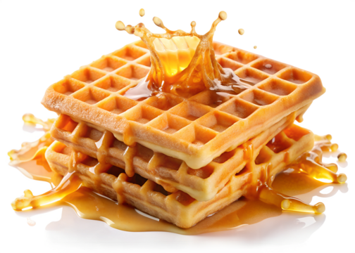 waffles with syrup isolated on white background. Png transparent