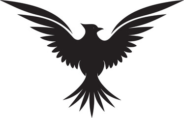 High-Definition Solid Black Silhouette of a Bird in Flight with Perfect Proportions and Sharp Edges