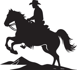 Black and White cowboy logo type Silhouette Design