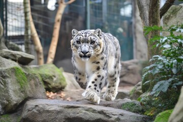 Fototapeta premium Majestic Snow Leopard in its Natural Habitat